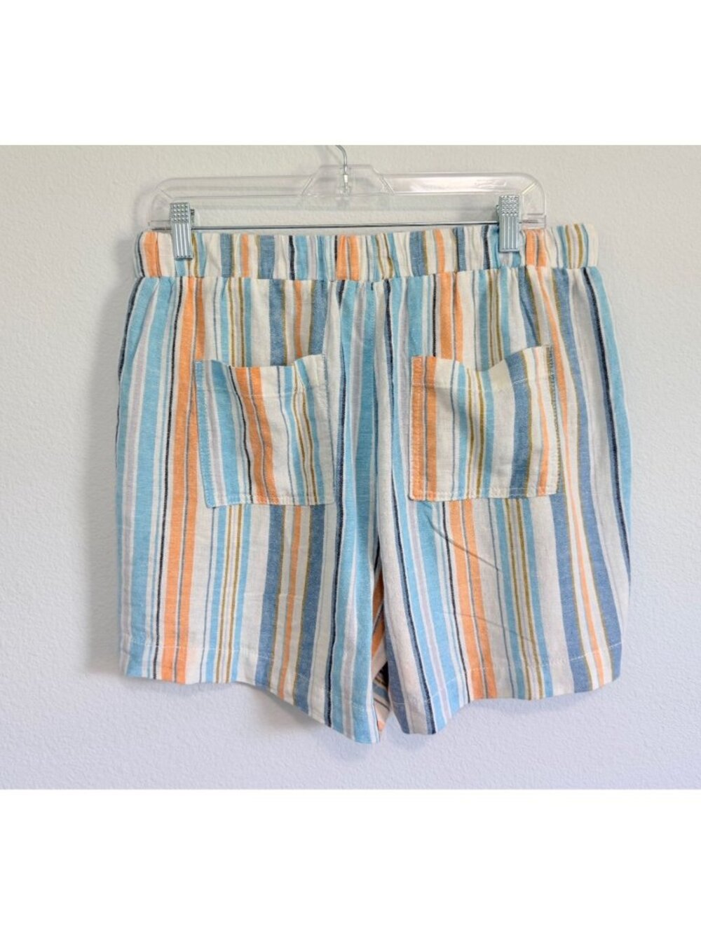 BRIGGS Multicolor Striped Linen Blend Pull On Shorts Women's Size L - Picture 2 of 8